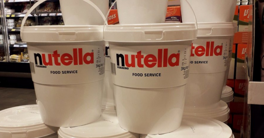 Three Costco 7-pound buckets of Nutella!