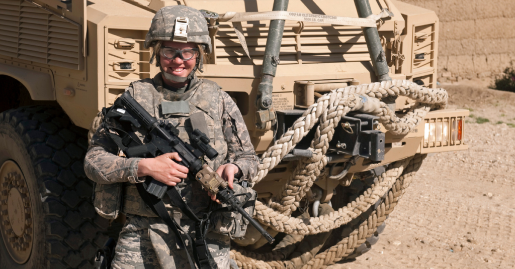 Amanda Huffman smiling for the camera during her deployment.