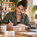 Military spouse working on her small business from home