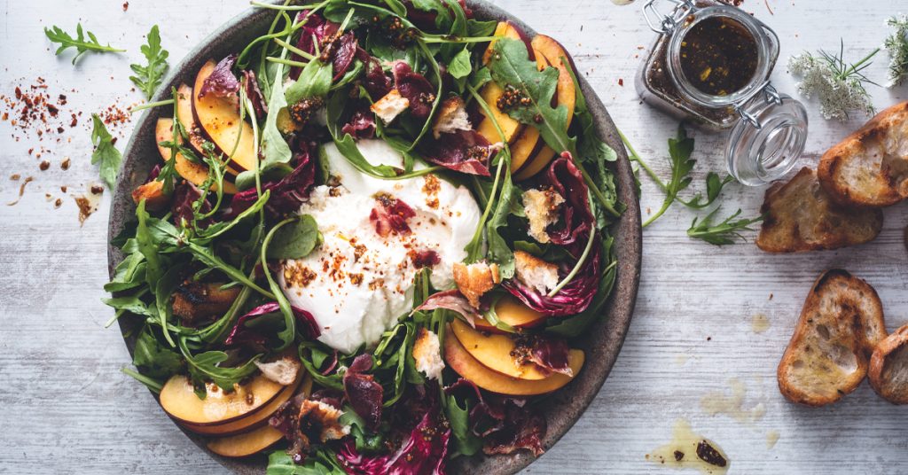 embrace-the-flavors-refreshing-grilled-peach-and-burrata-salad