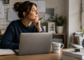 Military spouse entrepreneur working on her business from home